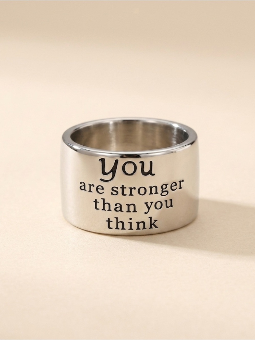 Inspirational 925 Silver Statement Ring - "You are stronger than you think"